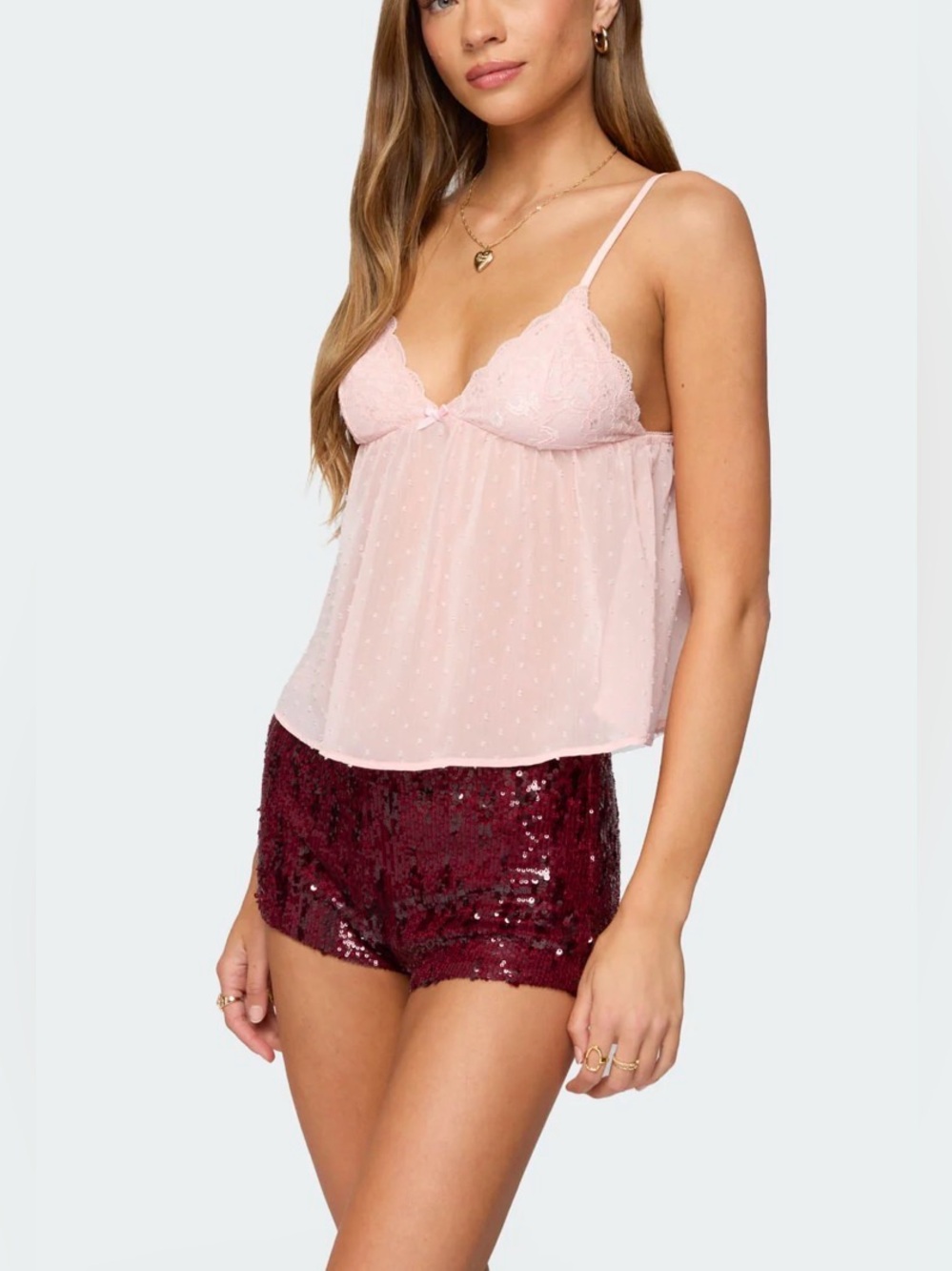 Pink Edikted Babydoll Tank